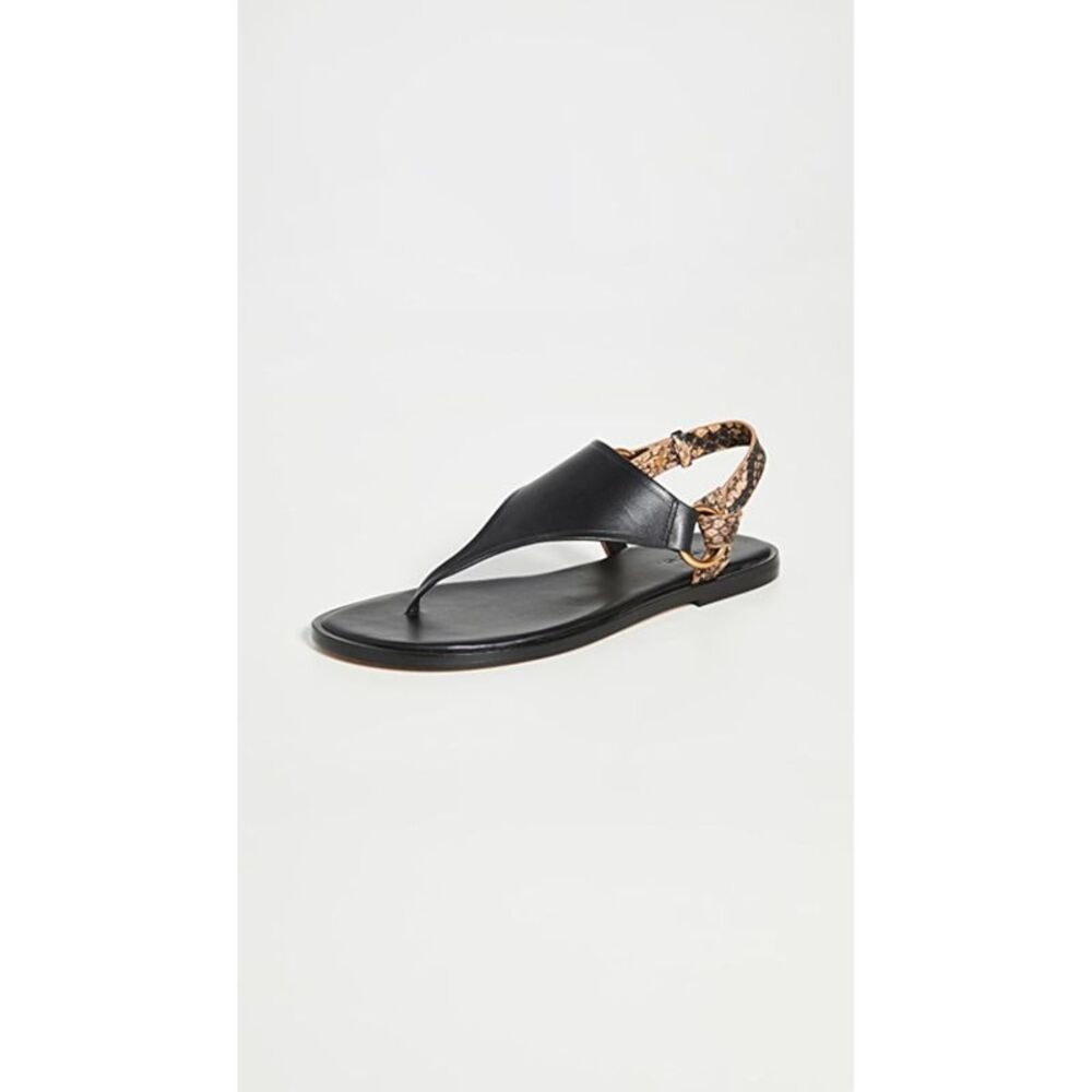 VINCE. Womens Black Comfort T-Strap Pharis Round Toe Leather Thong Sandals 5 M - Picture 1 of 4